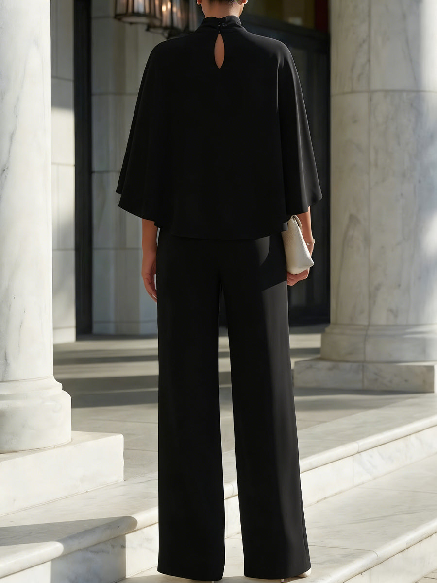 Cape-Sleeve High-Neck Blouse & Slit Trousers Co-ord – Whitemore & Daughters