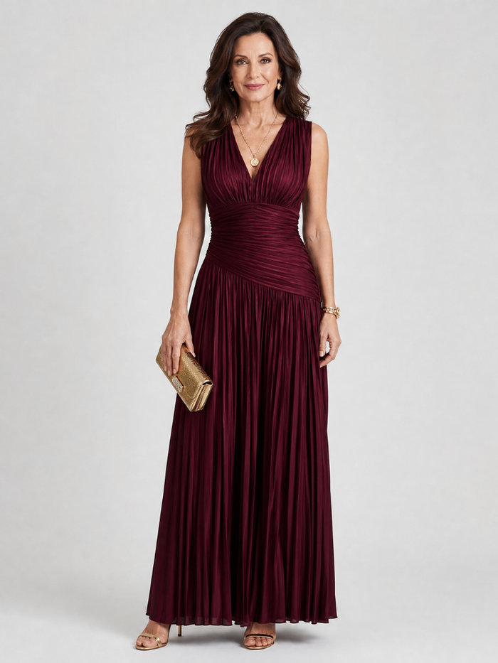 Whitemore & Daughters - Lemar Gown: V-Neck Dress with Ruched Waist