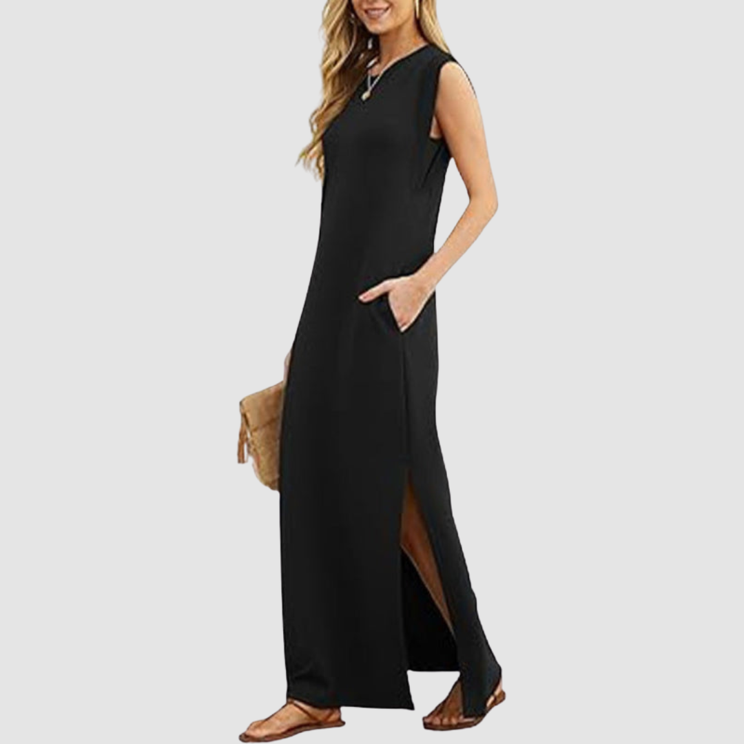 Whitemore & Daughters - Raegan Maxi Dress: Round-Neck Sleeveless Dress with Relaxed Silhouette
