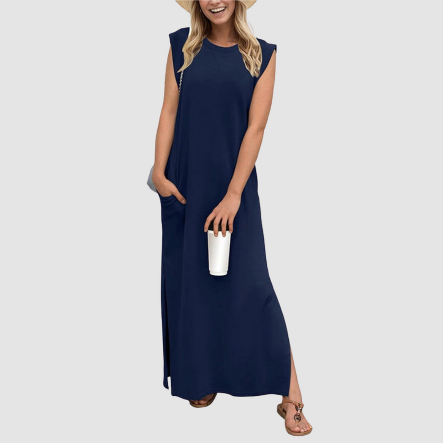 Whitemore & Daughters - Raegan Maxi Dress: Round-Neck Sleeveless Dress with Relaxed Silhouette