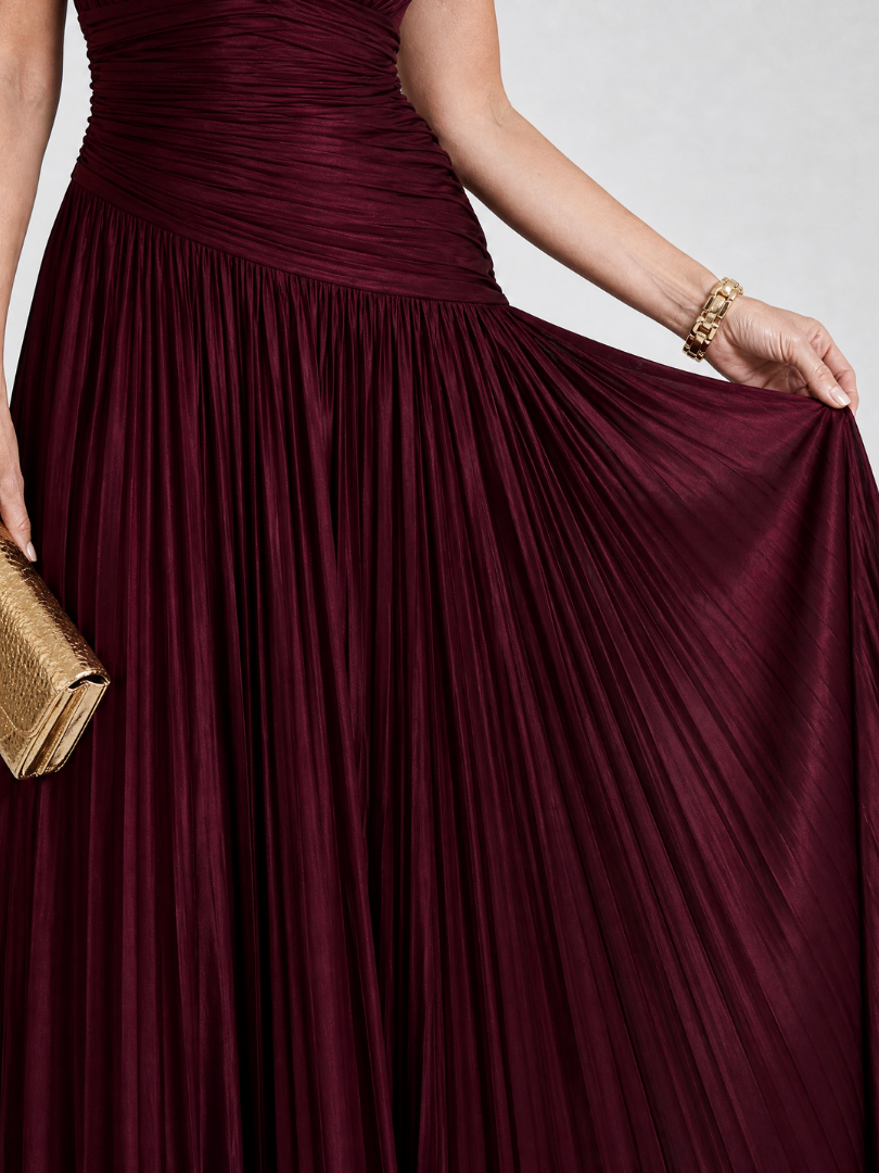 Whitemore & Daughters - Lemar Gown: V-Neck Dress with Ruched Waist
