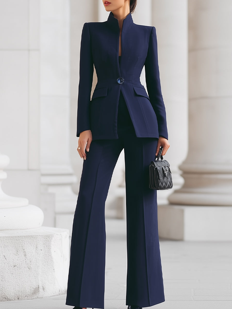 High-Collar Blazer & Wide-Leg Trousers Co-ord – Whitemore & Daughters