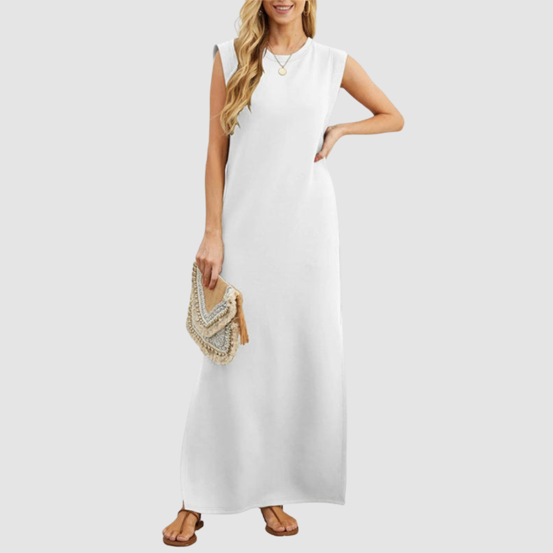 Whitemore & Daughters - Raegan Maxi Dress: Round-Neck Sleeveless Dress with Relaxed Silhouette