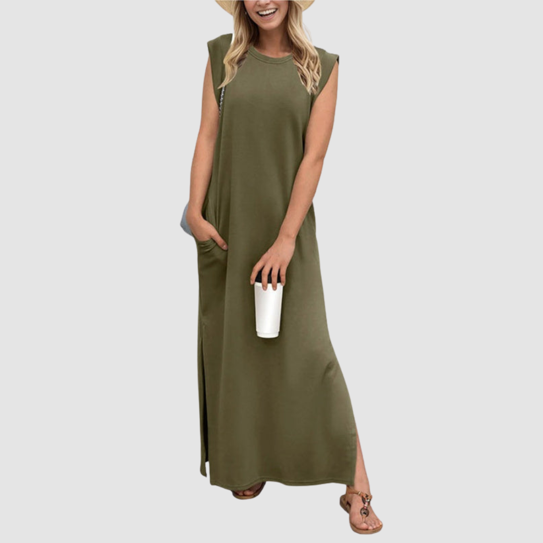 Whitemore & Daughters - Raegan Maxi Dress: Round-Neck Sleeveless Dress with Relaxed Silhouette