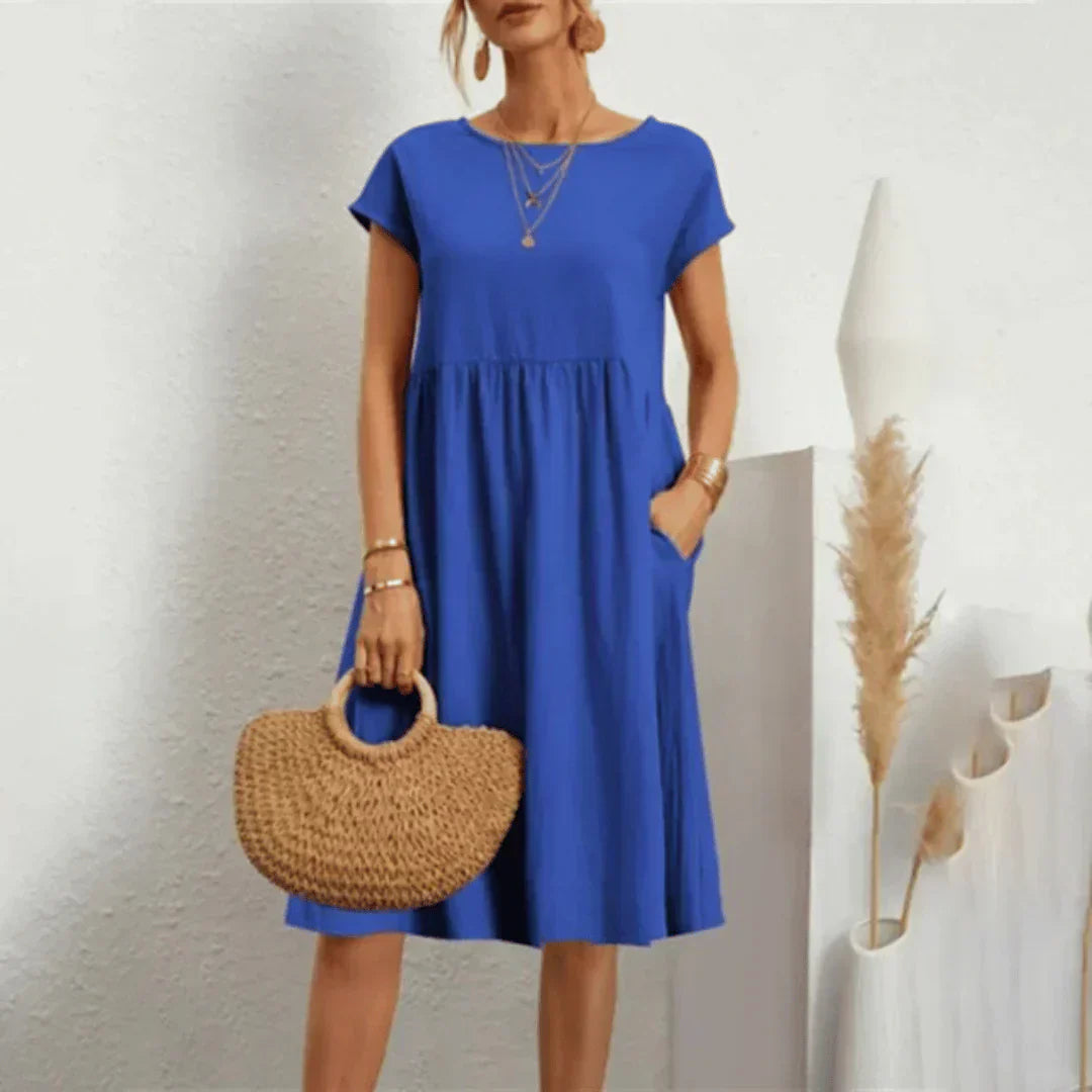 Whitemore & Daughters - Mira Mini Dress: Round-Neck Dress with Puff Sleeves