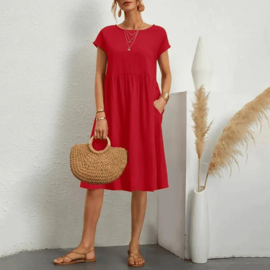 Whitemore & Daughters - Mira Mini Dress: Round-Neck Dress with Puff Sleeves
