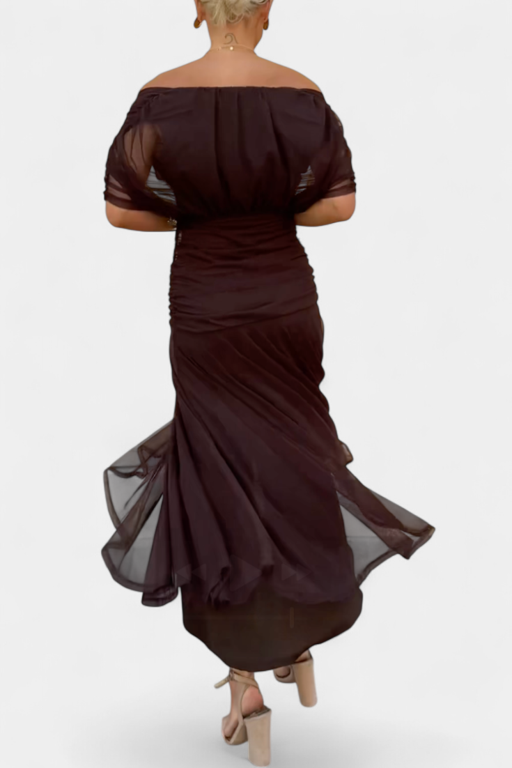 Whitemore & Daughters - Eloria Maxi Dress: Off-Shoulder Twist-Front Dress with Flutter Sleeves in Floral Print