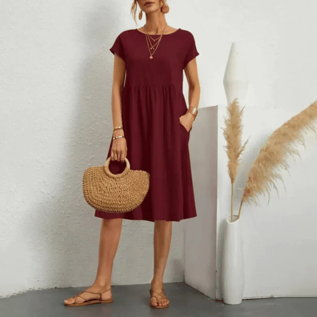Whitemore & Daughters - Mira Mini Dress: Round-Neck Dress with Puff Sleeves