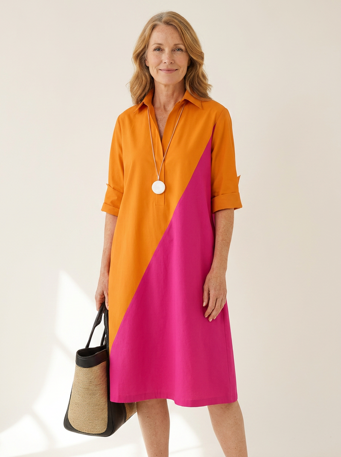 Sabrina - Stylish Cotton Midi Dress