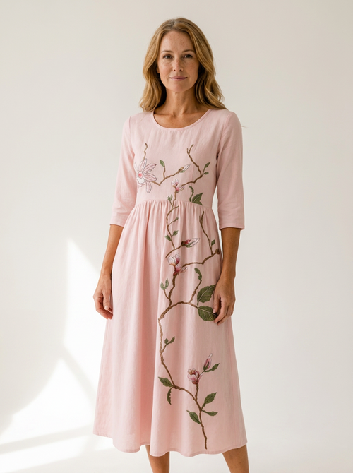 Blush Magnolia Garden Midi Dress