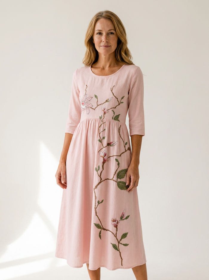 Blush Magnolia Garden Midi Dress