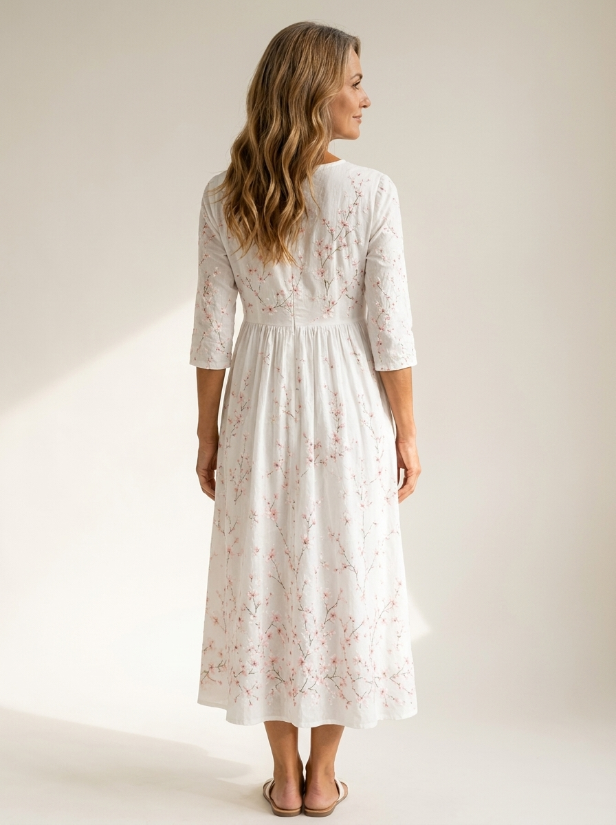 Cherry Blossom Grace Everyday Midi Dress