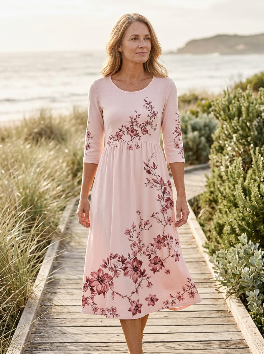 Rose Garden Charm Pocket Midi Dress