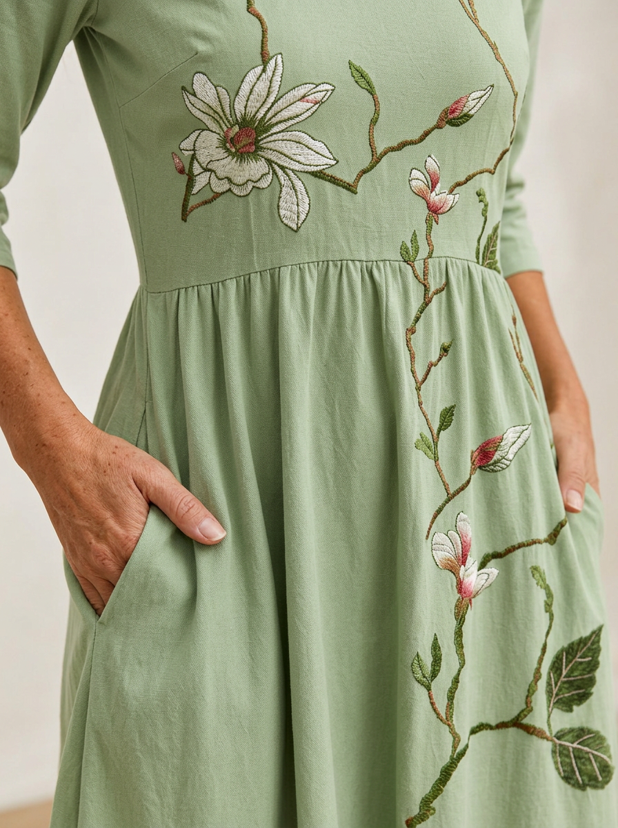 Willow Bloom Sage Midi Dress