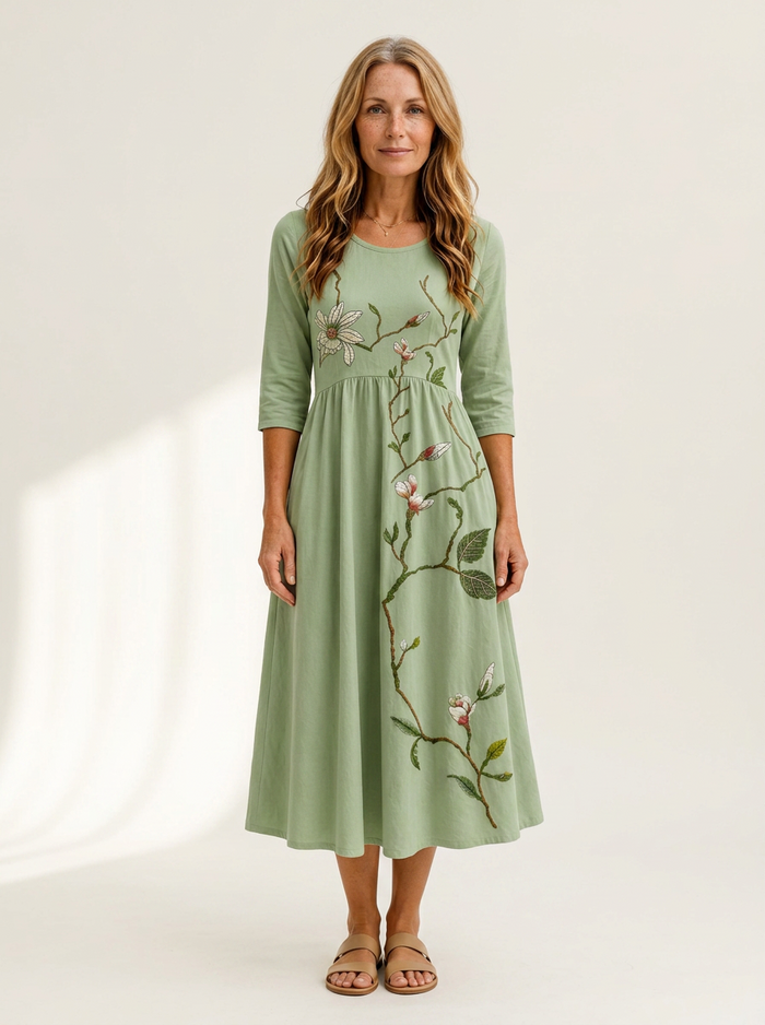 Willow Bloom Sage Midi Dress