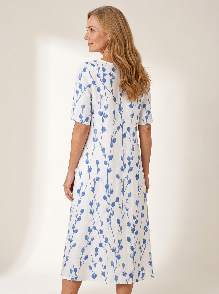 Blue Meadow Breeze Pocket Midi Dress