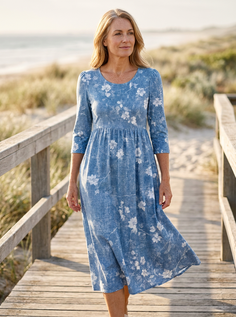 Bluebell Breeze Floral Pocket Midi Dress