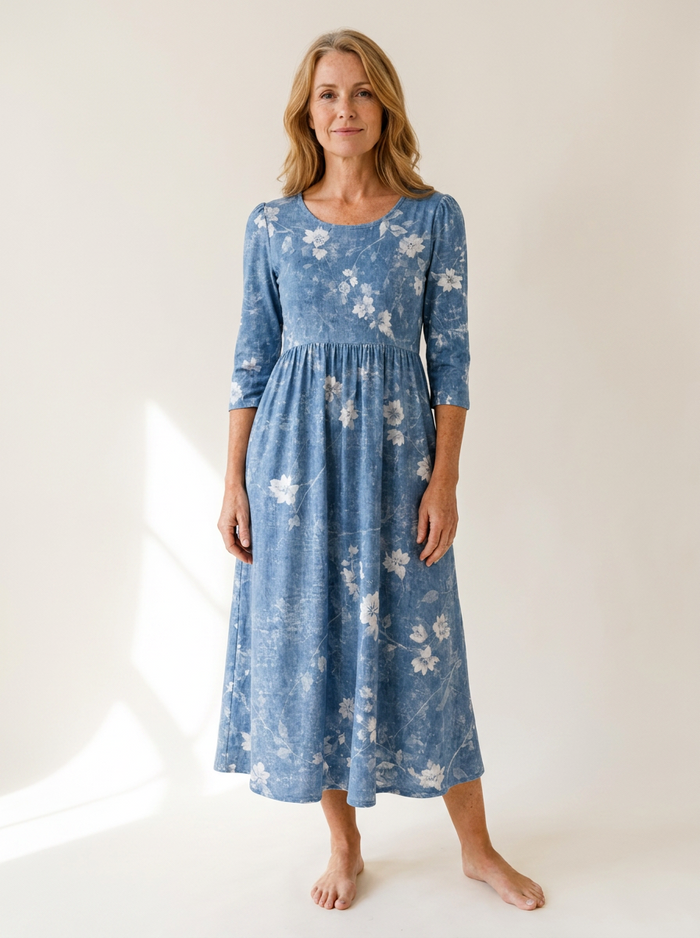 Bluebell Breeze Floral Pocket Midi Dress
