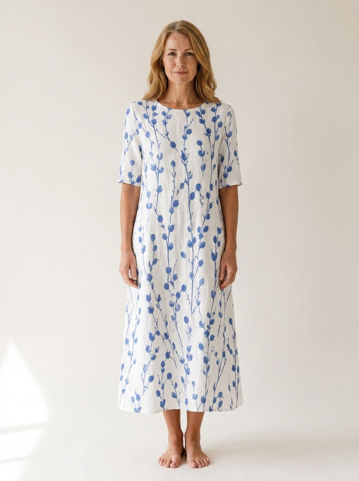 Blue Meadow Breeze Pocket Midi Dress