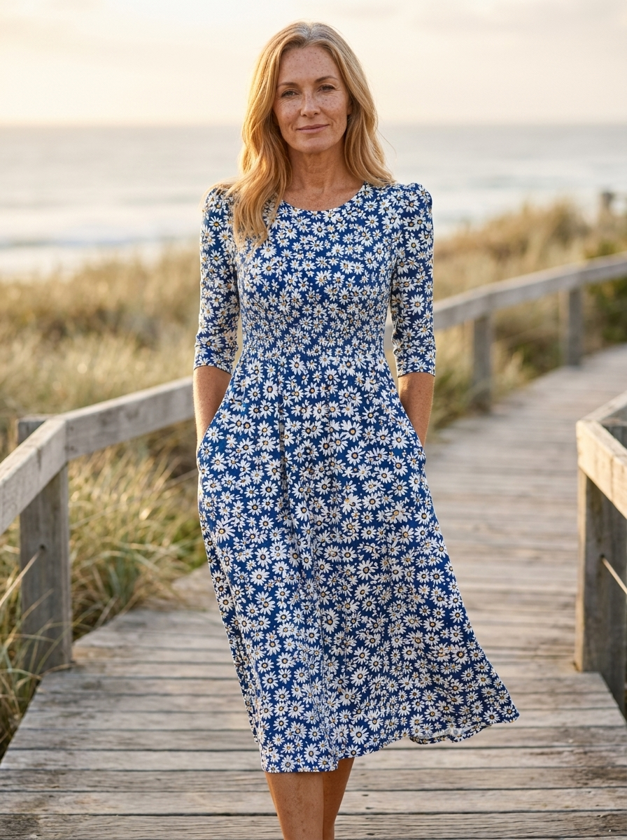 Blue Daisy Garden Pocket Maxi Dress