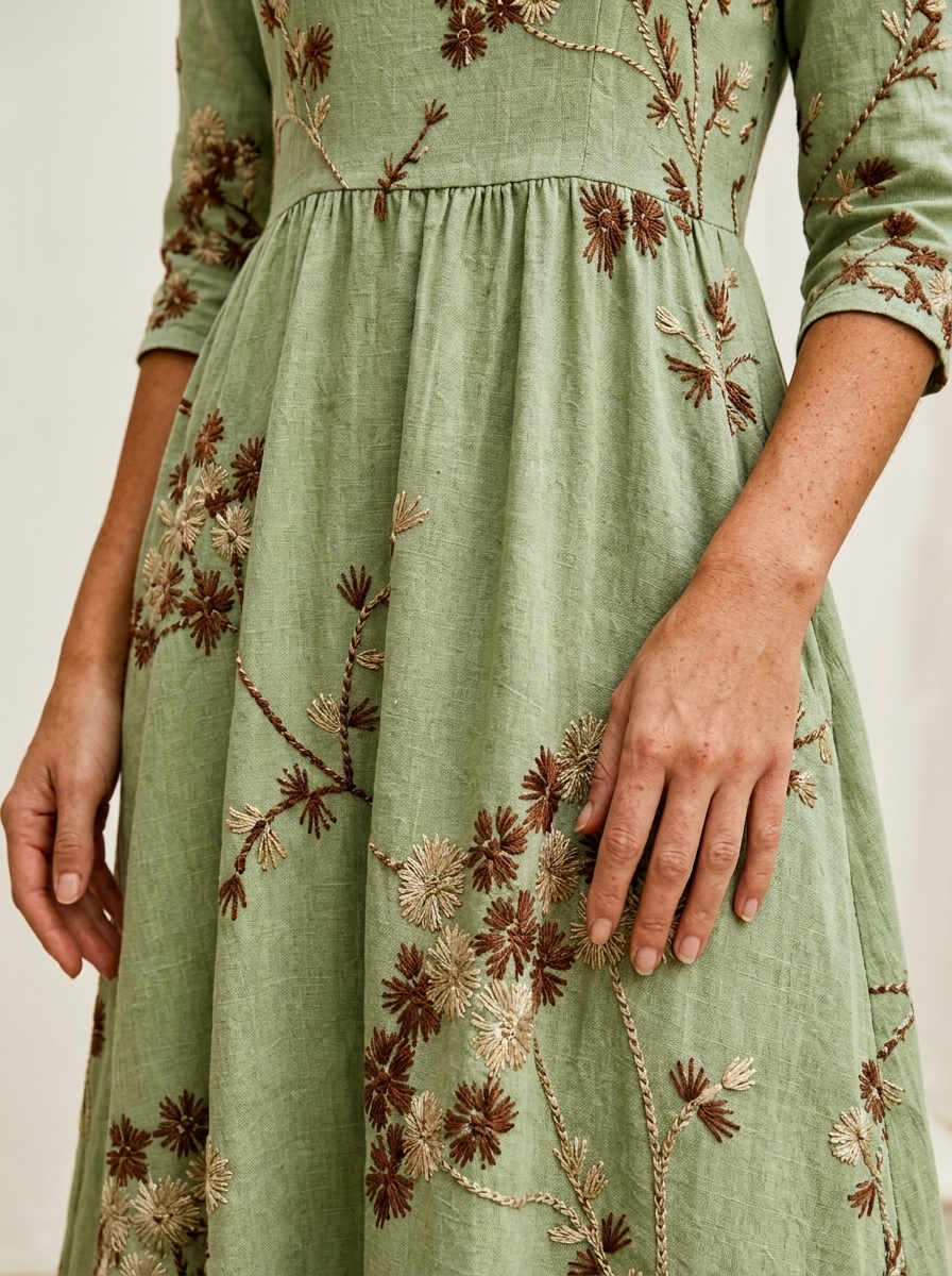 Sage Meadow Floral Pocket Midi Dress
