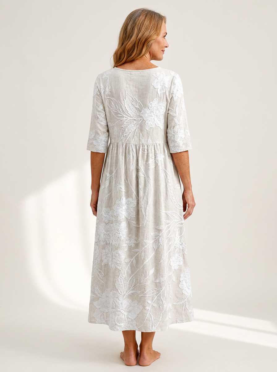 Whispering Garden Elegant Pocket Midi Dress