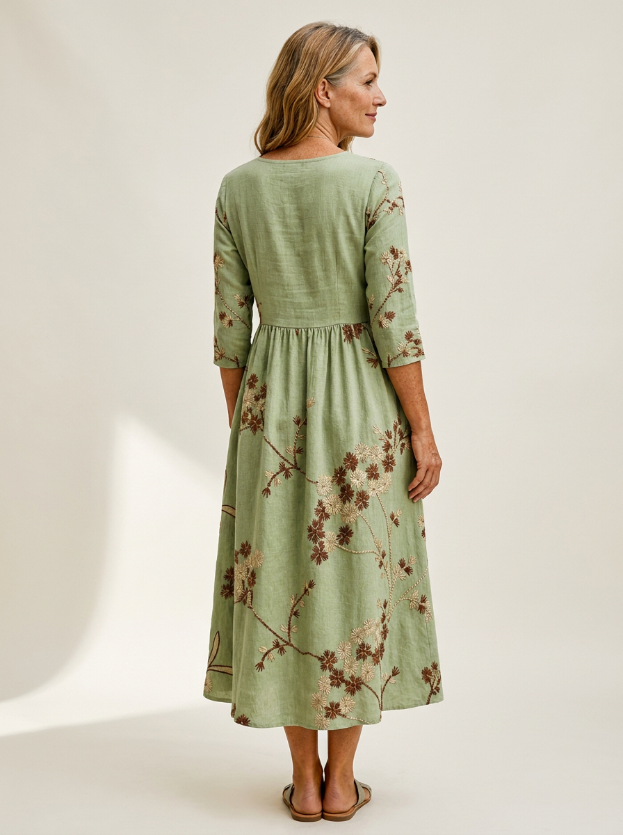Sage Meadow Floral Pocket Midi Dress