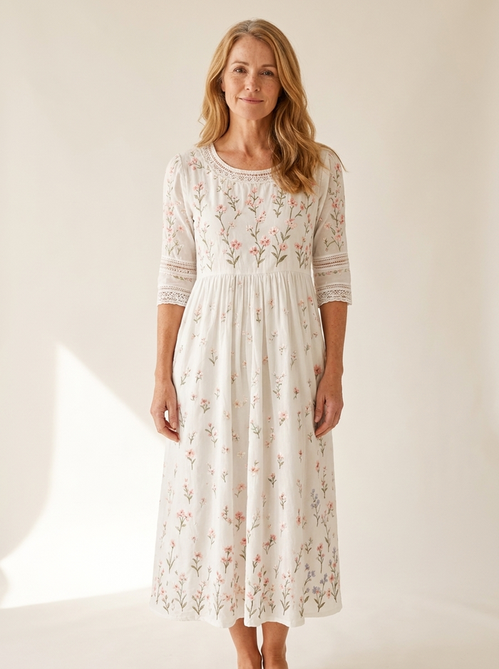 Whispering Wildflower Pocket Midi Dress