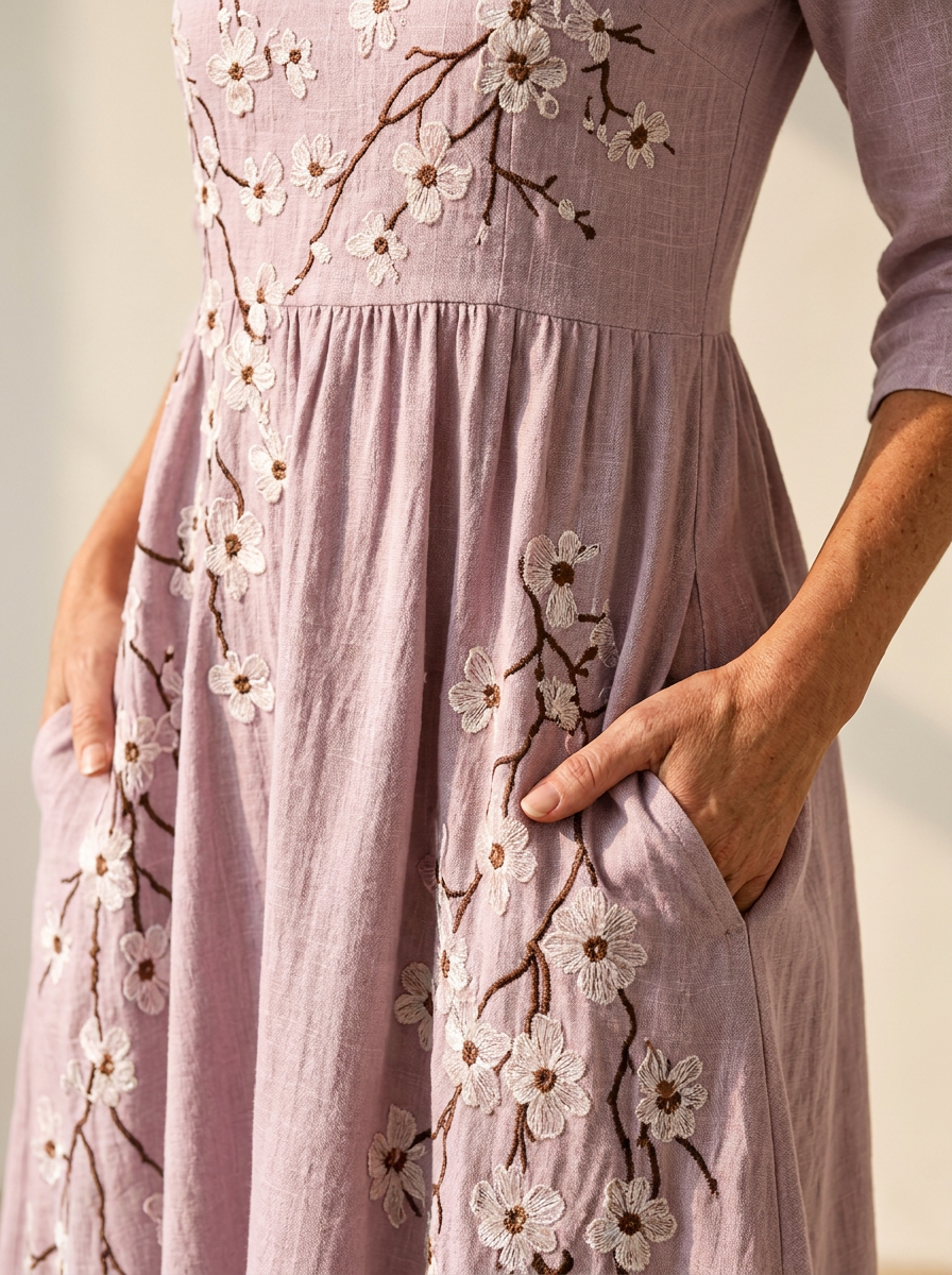 Blushing Orchard Floral Midi Dress