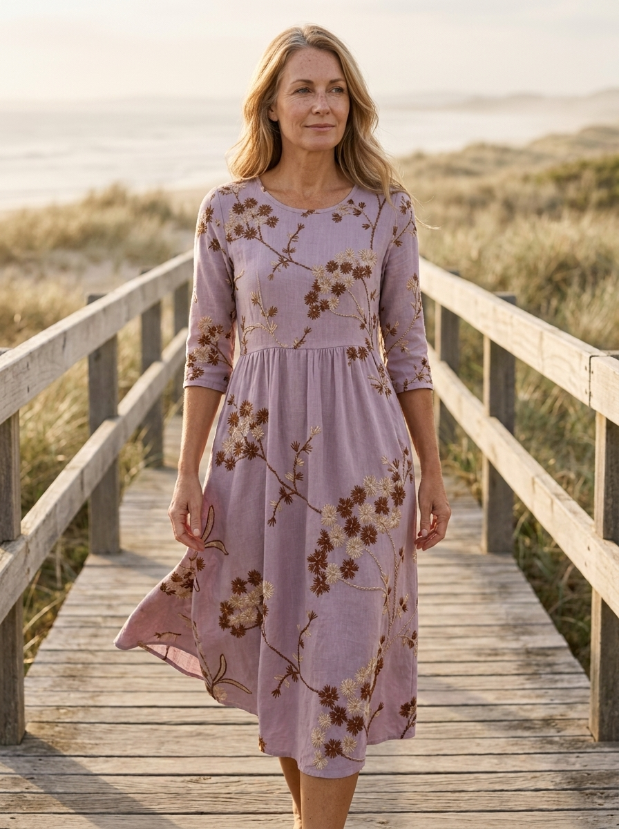 Heather Meadow Floral Pocket Midi Dress
