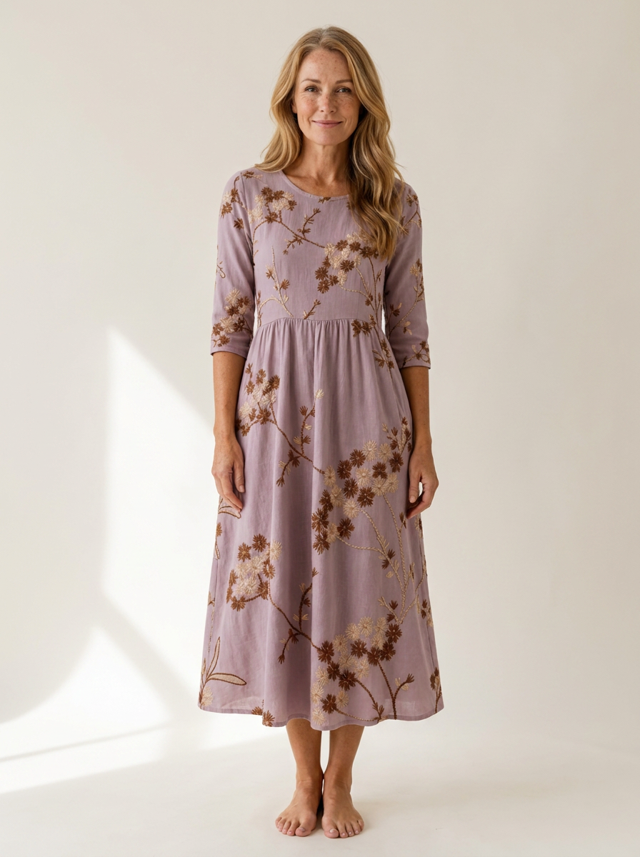 Heather Meadow Floral Pocket Midi Dress