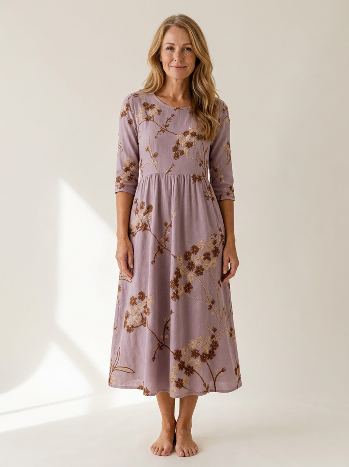Heather Meadow Floral Pocket Midi Dress