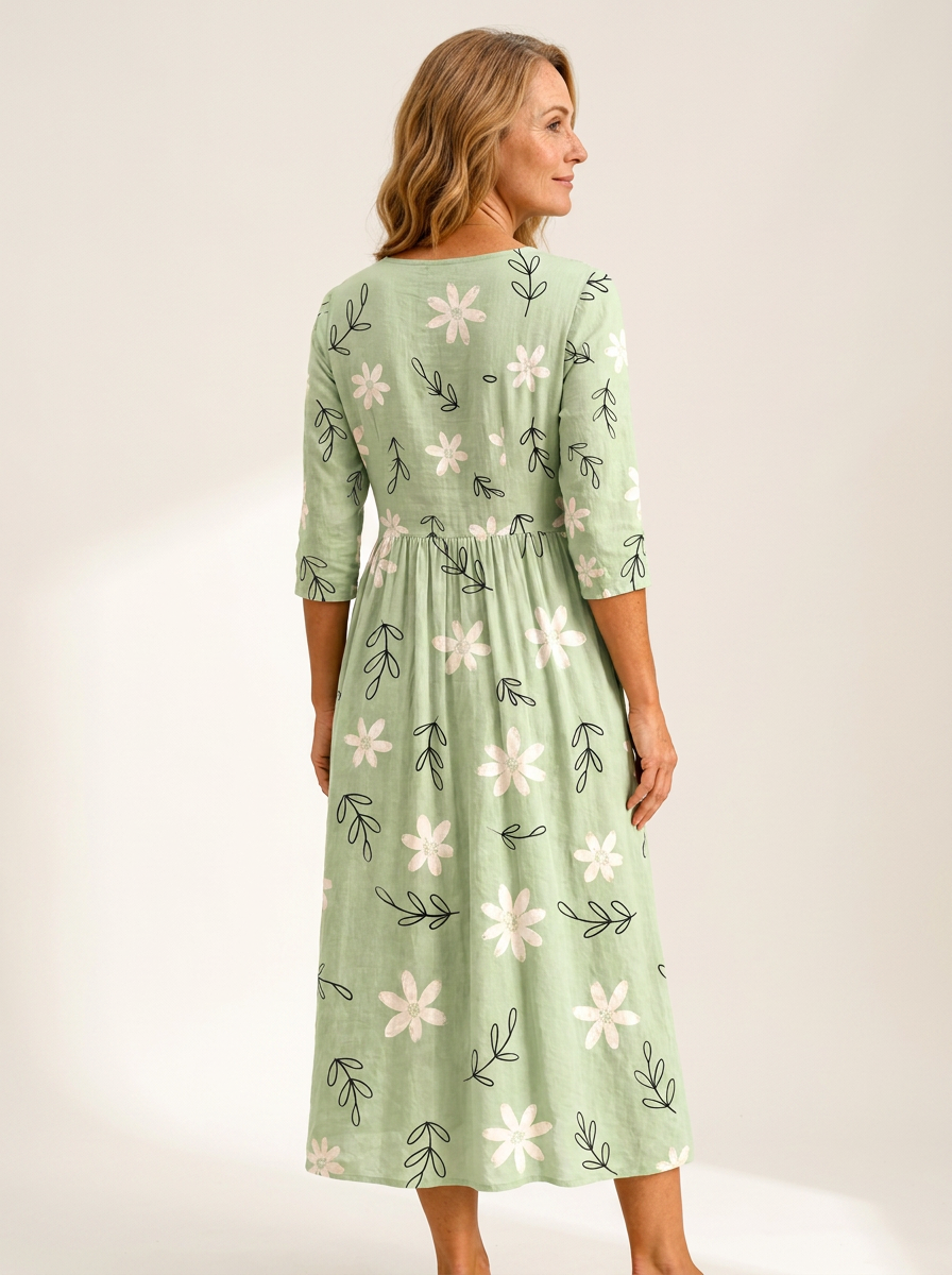 Sage Blossom Everyday Pocket Midi Dress