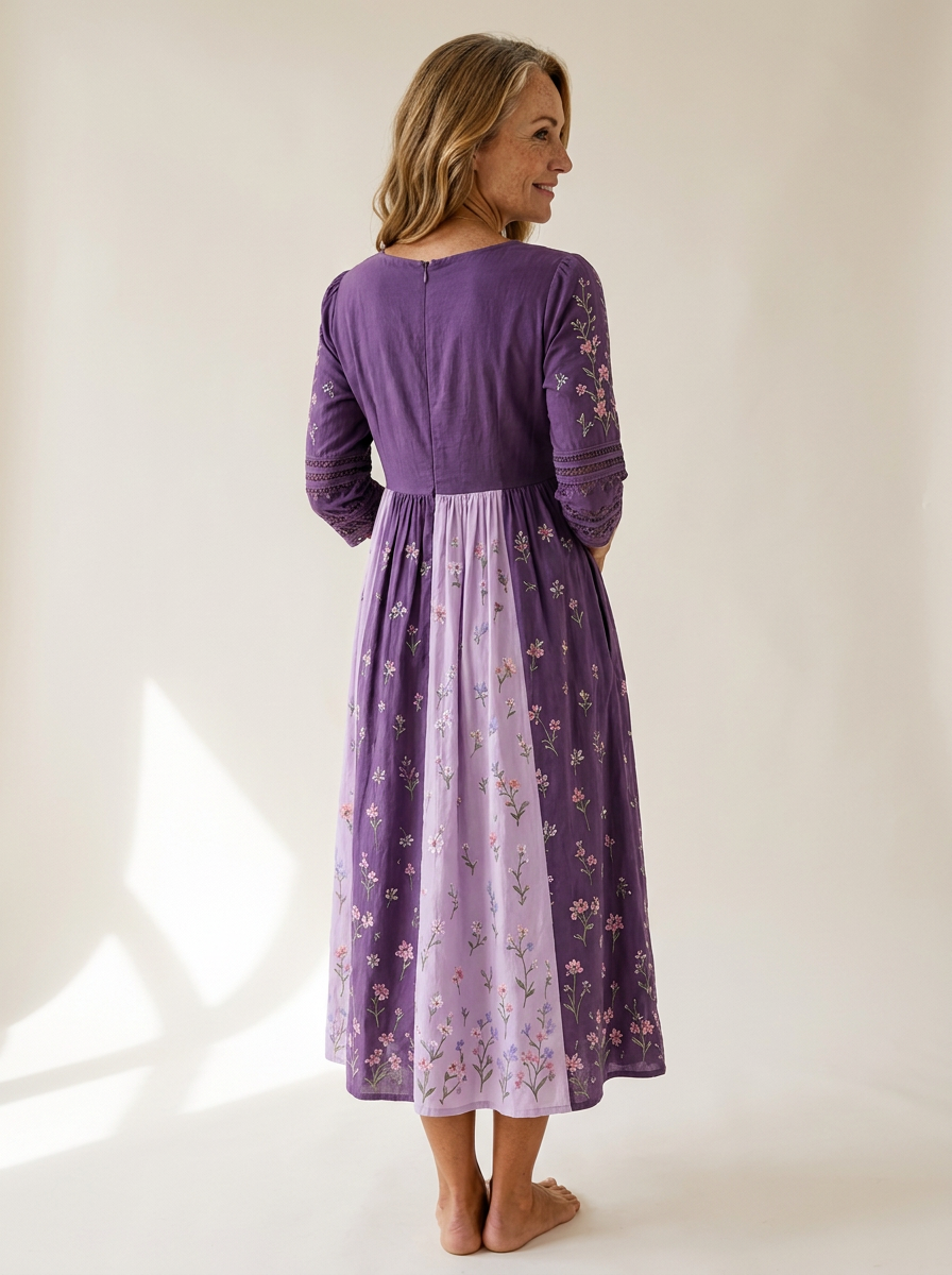 Lavender Wildflower Panel Midi Dress