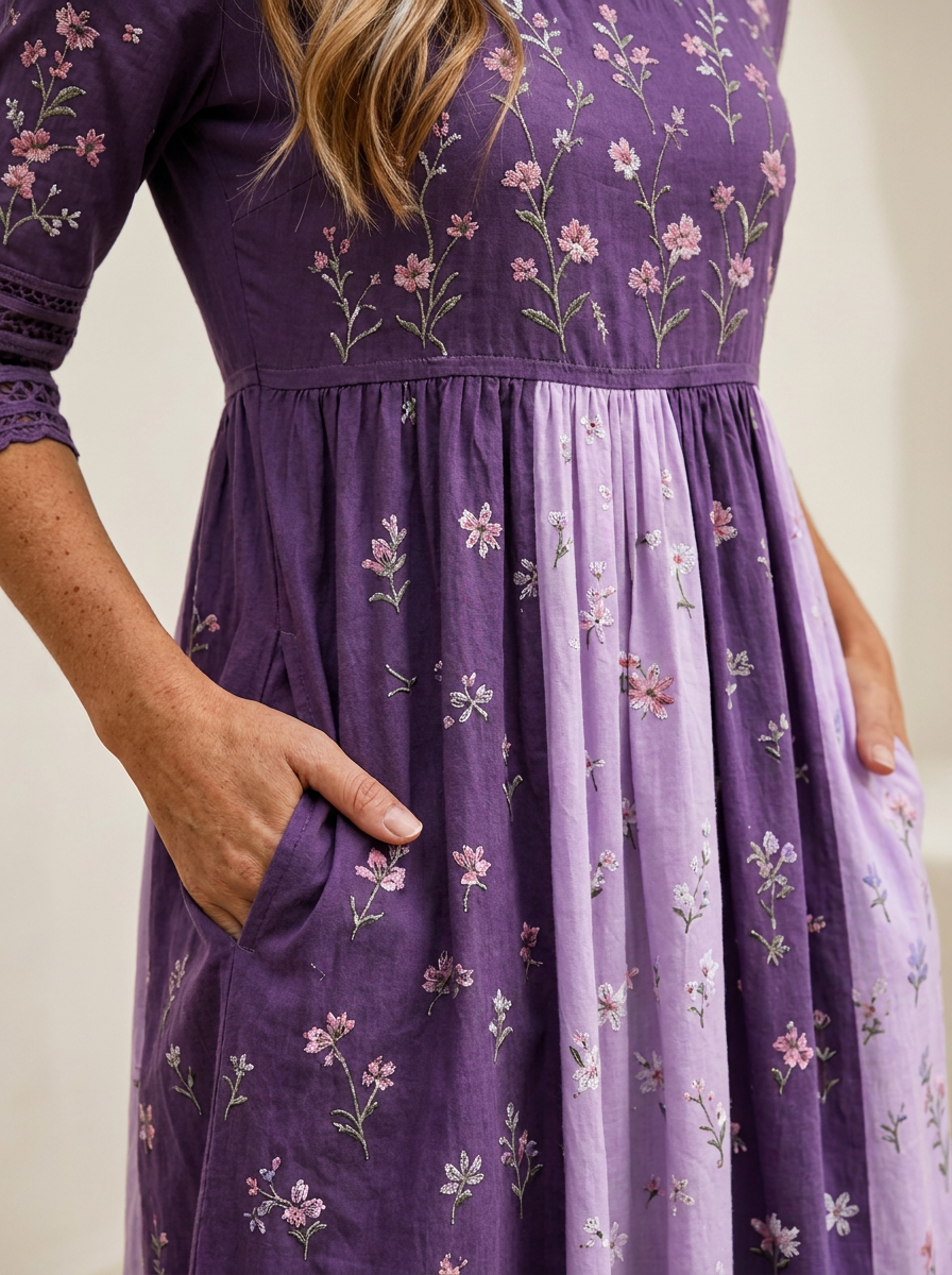 Lavender Wildflower Panel Midi Dress