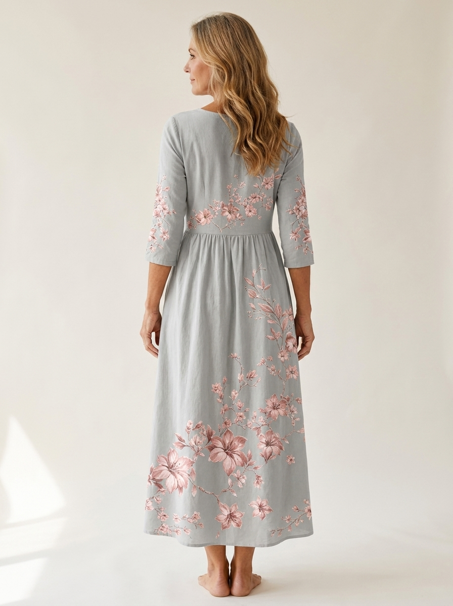 Silver Blossom Retreat Midi Dress