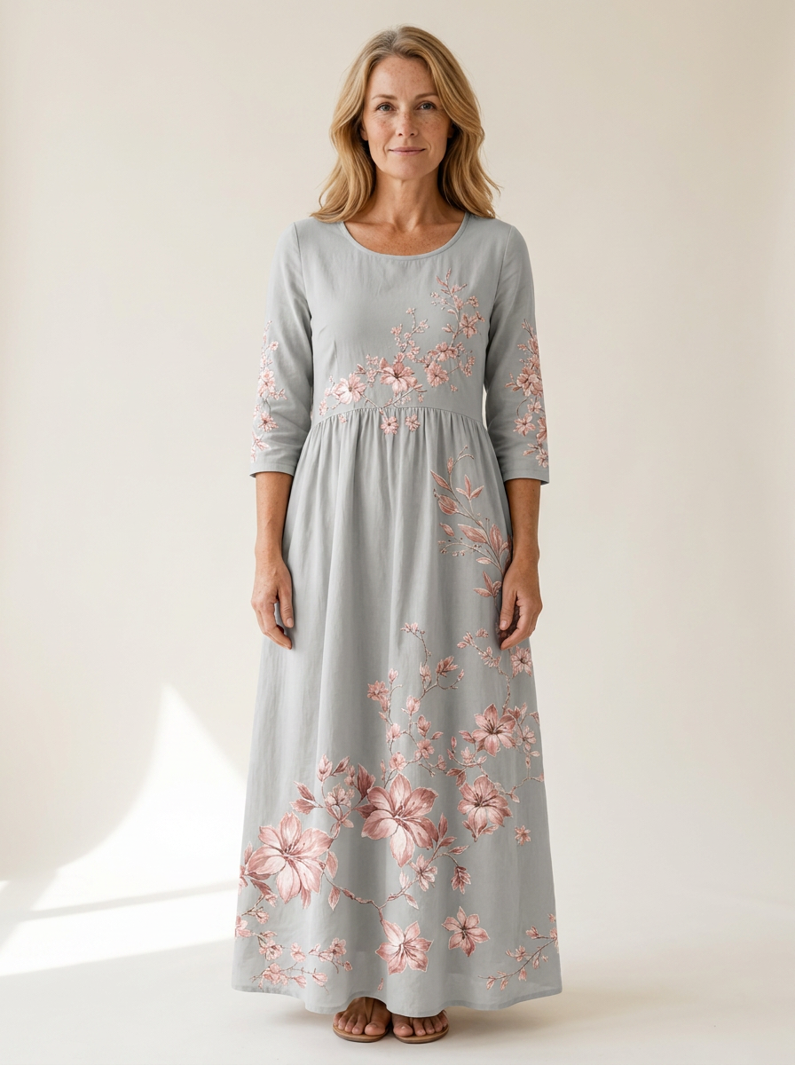 Silver Blossom Retreat Midi Dress