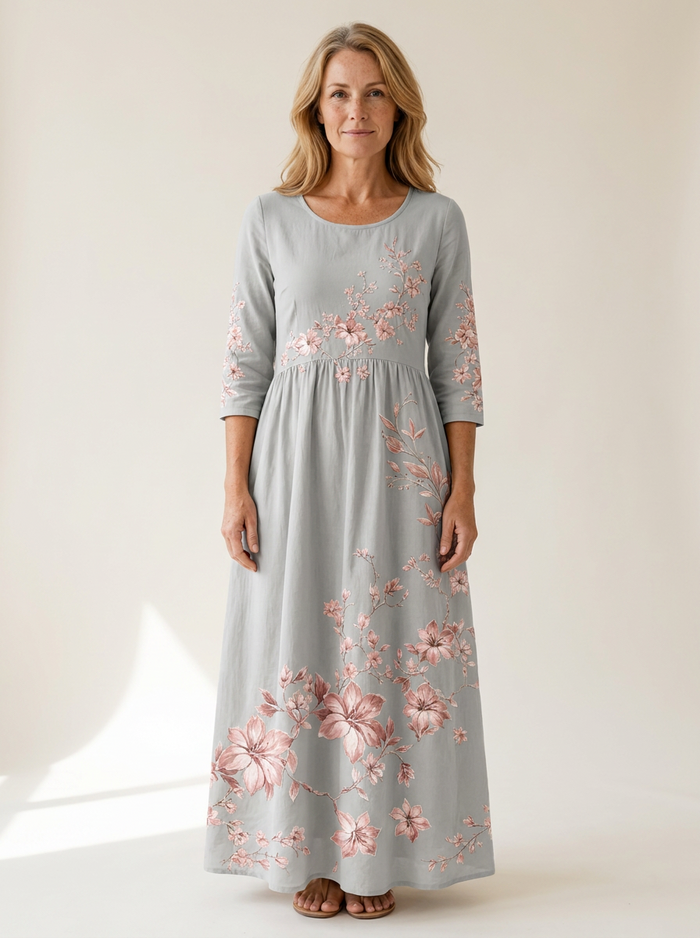 Silver Blossom Retreat Midi Dress