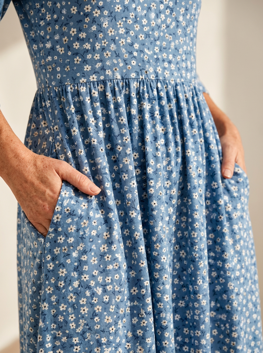 Blue Meadow Easy-Wear Floral Midi Dress