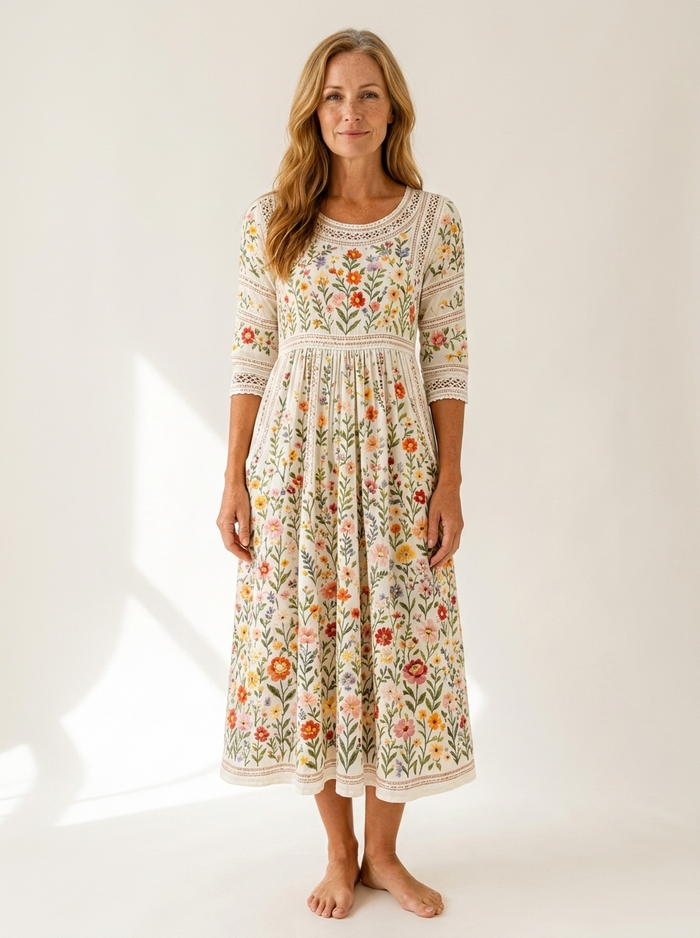 Wildflower Meadow Charm Midi Dress