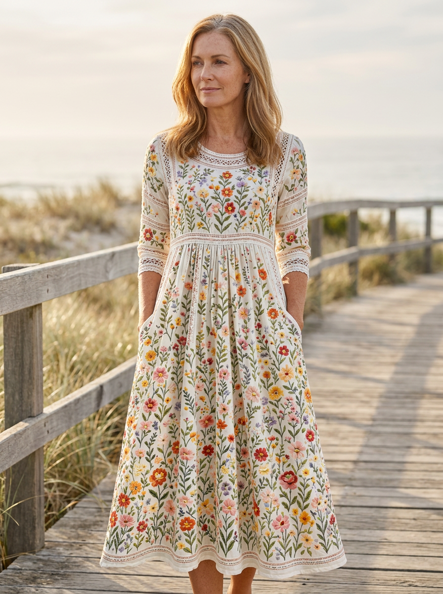 Wildflower Meadow Charm Midi Dress