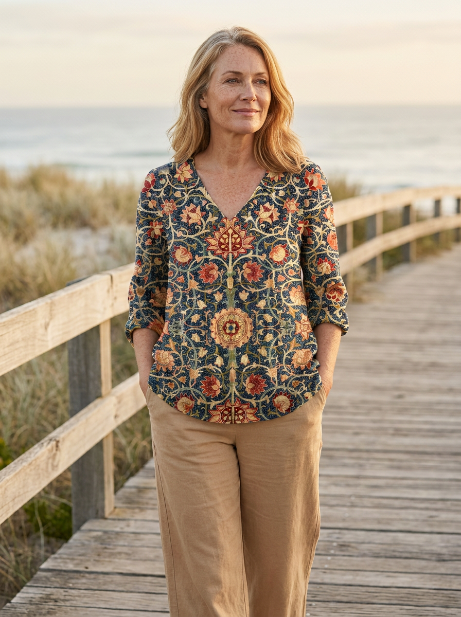 Celine | Long Blouse with V-Neck