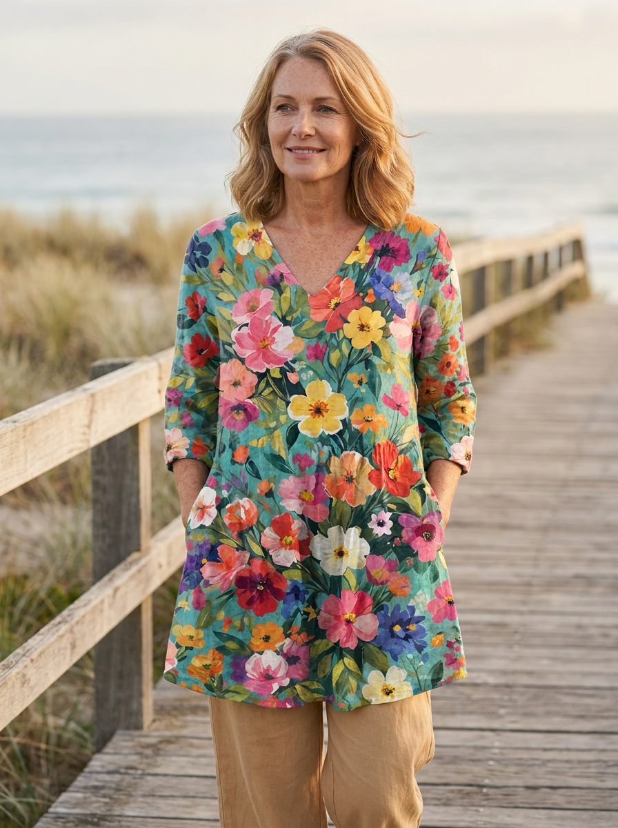 Nora | Long Blouse with V-Neck