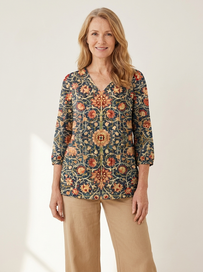 Celine | Long Blouse with V-Neck