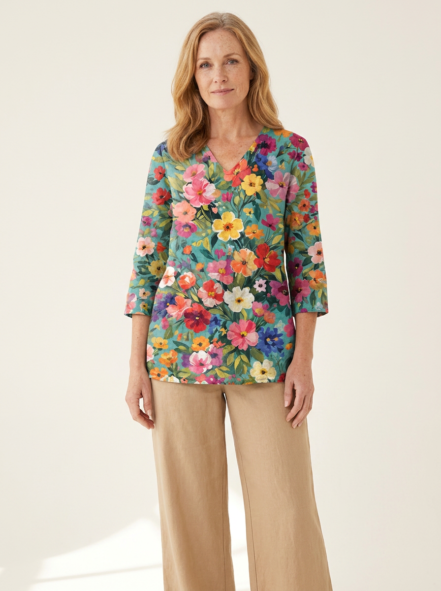 Nora | Long Blouse with V-Neck
