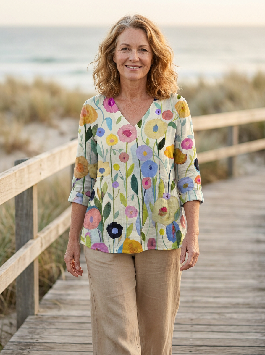 Louise | Long Blouse with V-Neck