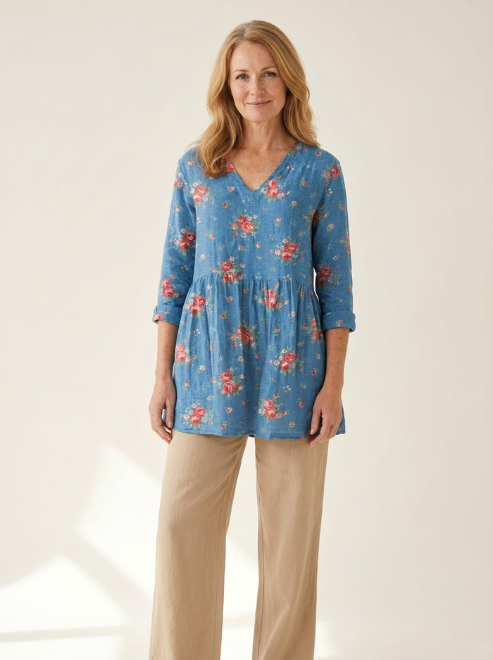 Melanie | Long Blouse with V-Neck