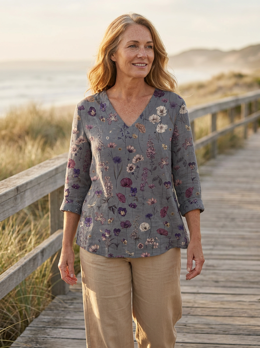 Audrey | Long Sleeve Blouse with V-Neck