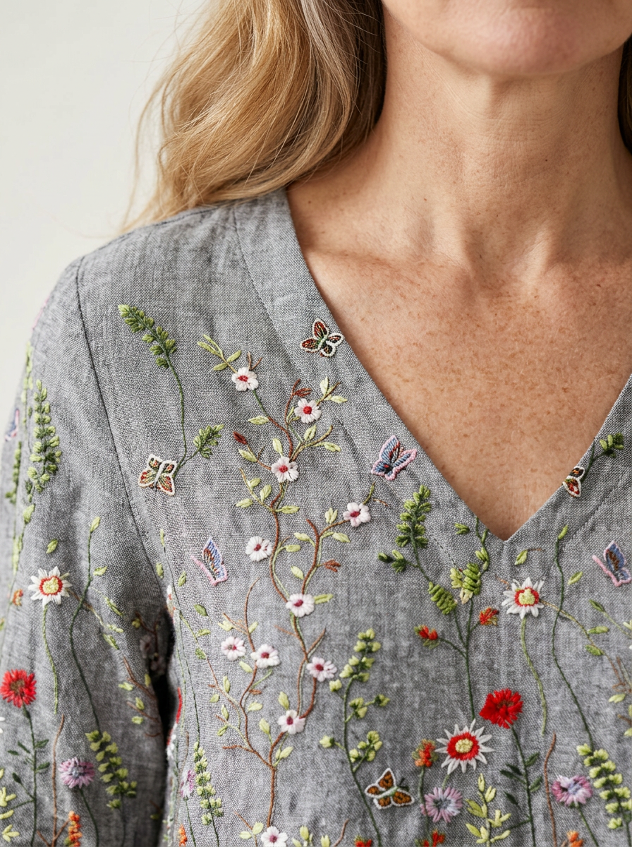 Amelie | Long Blouse with V-Neck