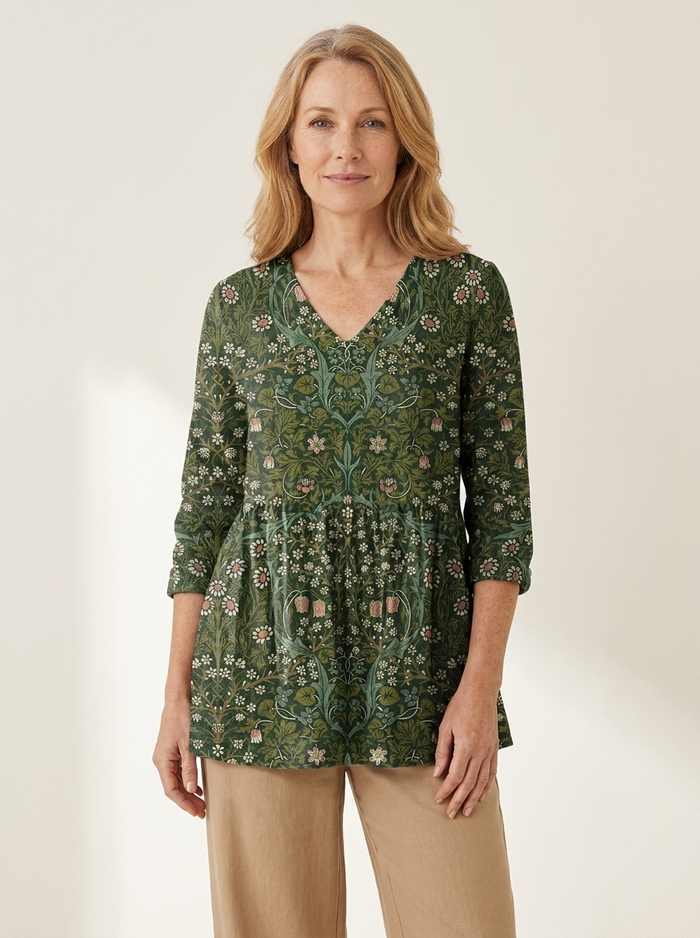 Julie | Long Blouse with V-Neck